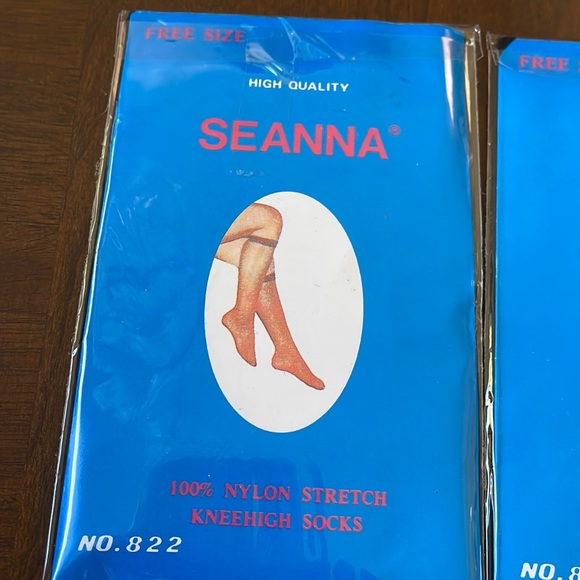 Vintage Seanna Set of 5 Knee High black stretch nylon socks New in packages - Picture 2 of 8
